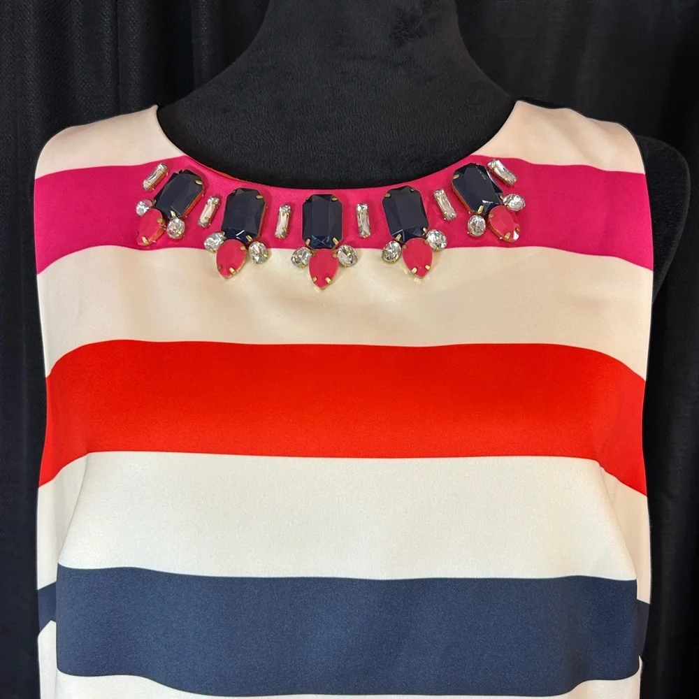 VINCE CAMUTO Sleeveless Shift Dress with Embellished Neckline Size 14 b16 - Picture 5 of 8